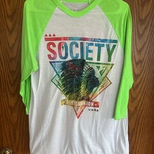 Society Green and White Graphic Tee